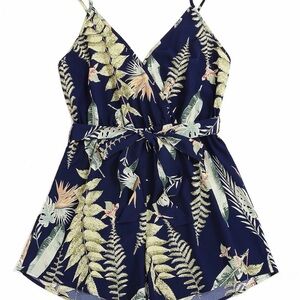 Amazon Tropical Leaf Print Romper Size 2X